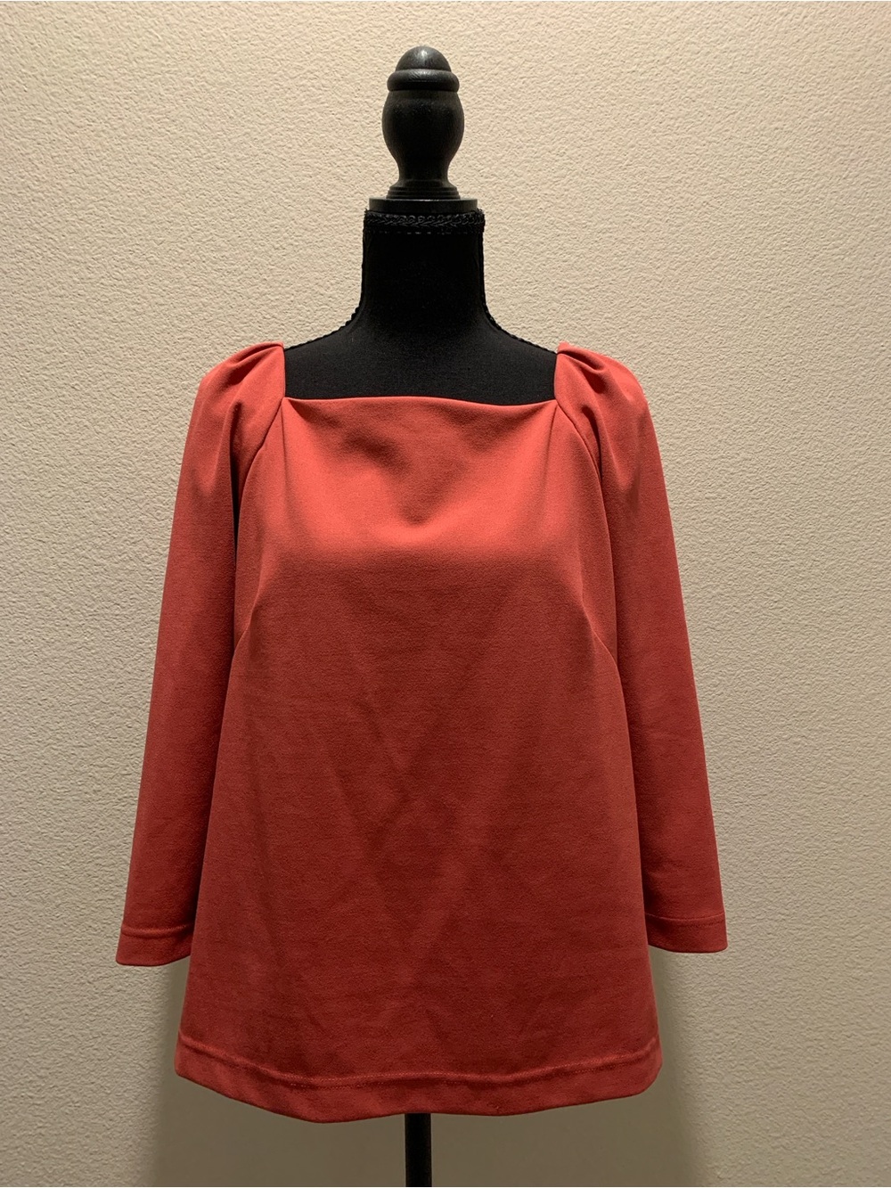 Melloday Women’s Terracotta Square Neck Long Sleeve Top (Size M)